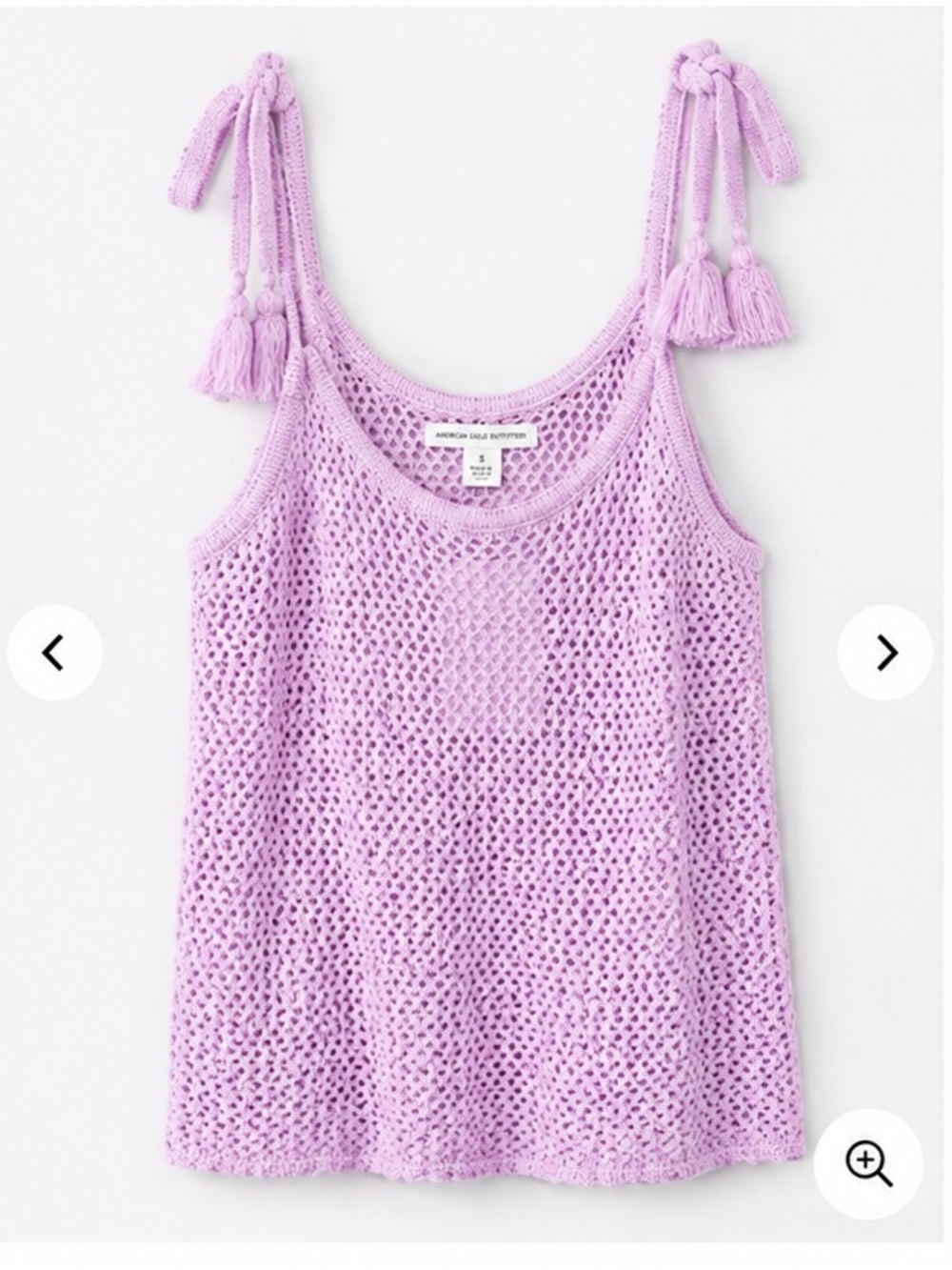 American Eagle Outfitters Lilac Crochet Tassel Strap Tank